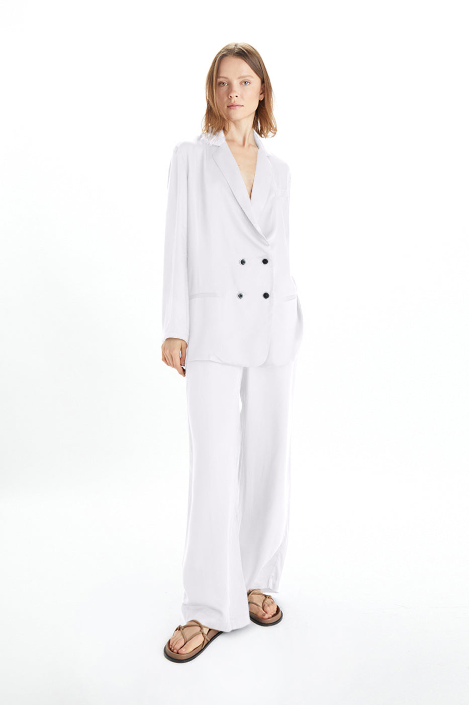 Jane Double Breasted Jacket - Satin Tencel