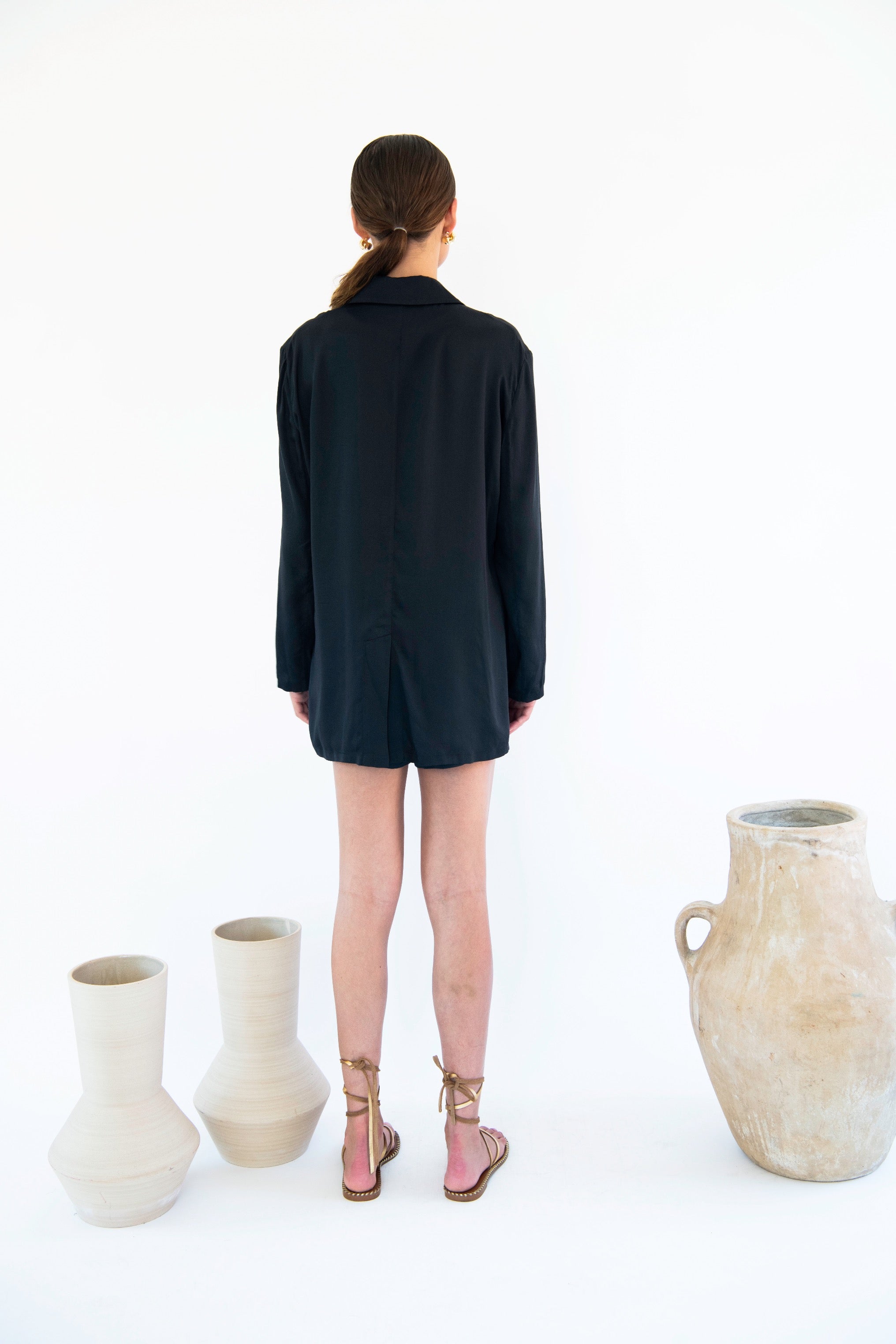 Jane Double Breasted Jacket - Satin Tencel