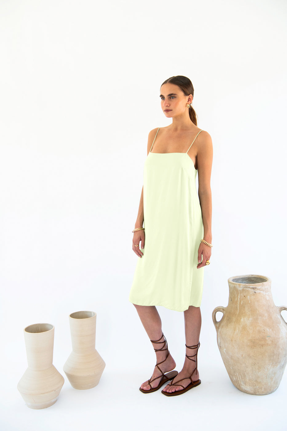 Julianne Boxy Slip Dress - Satin Tencel