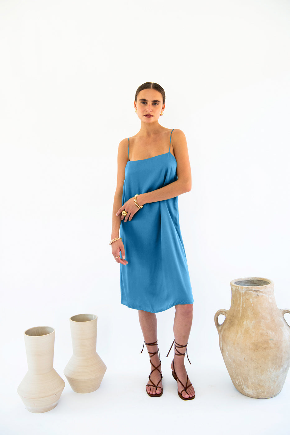 Julianne Boxy Slip Dress - Satin Tencel