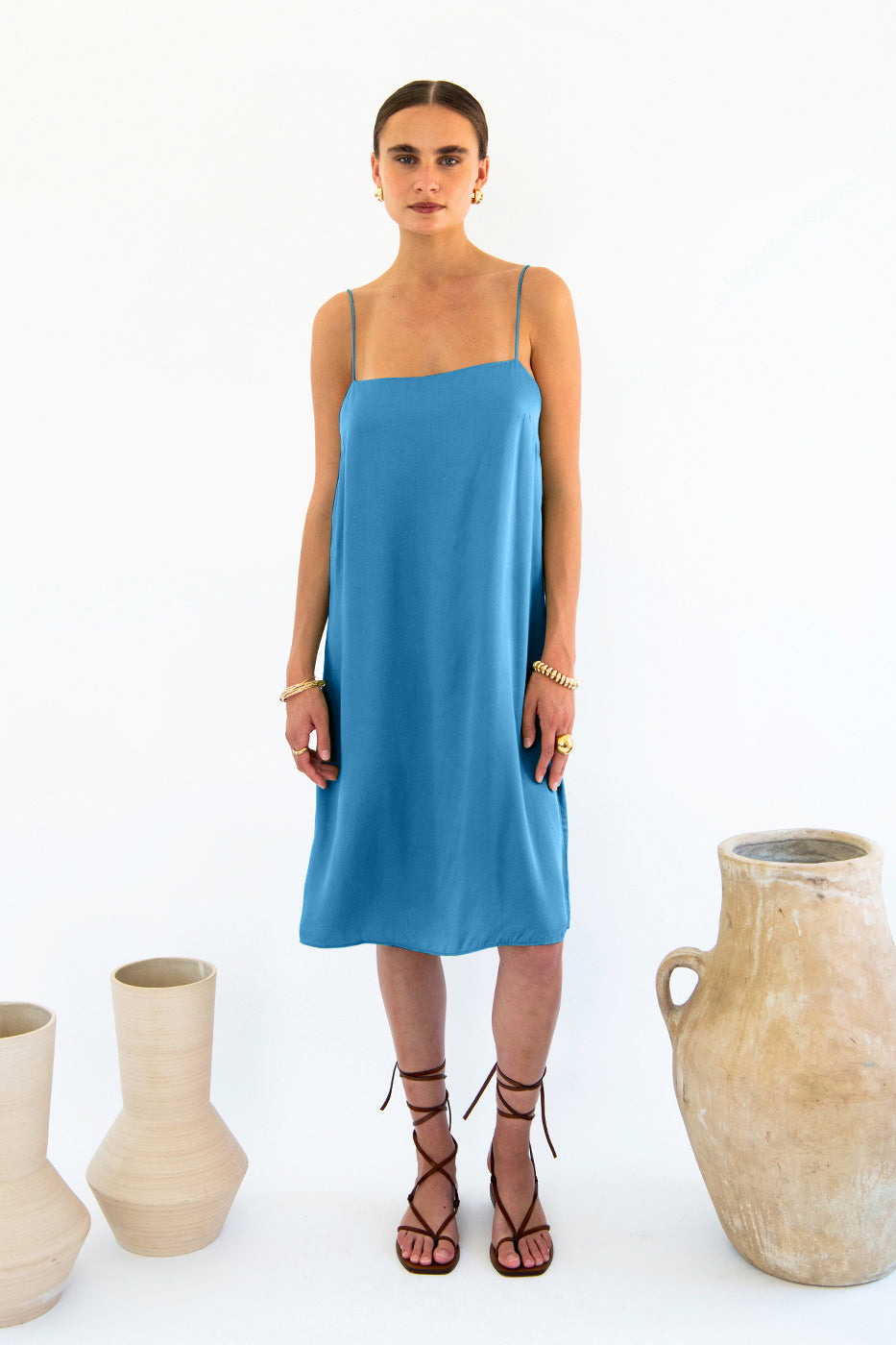 Julianne Boxy Slip Dress - Satin Tencel