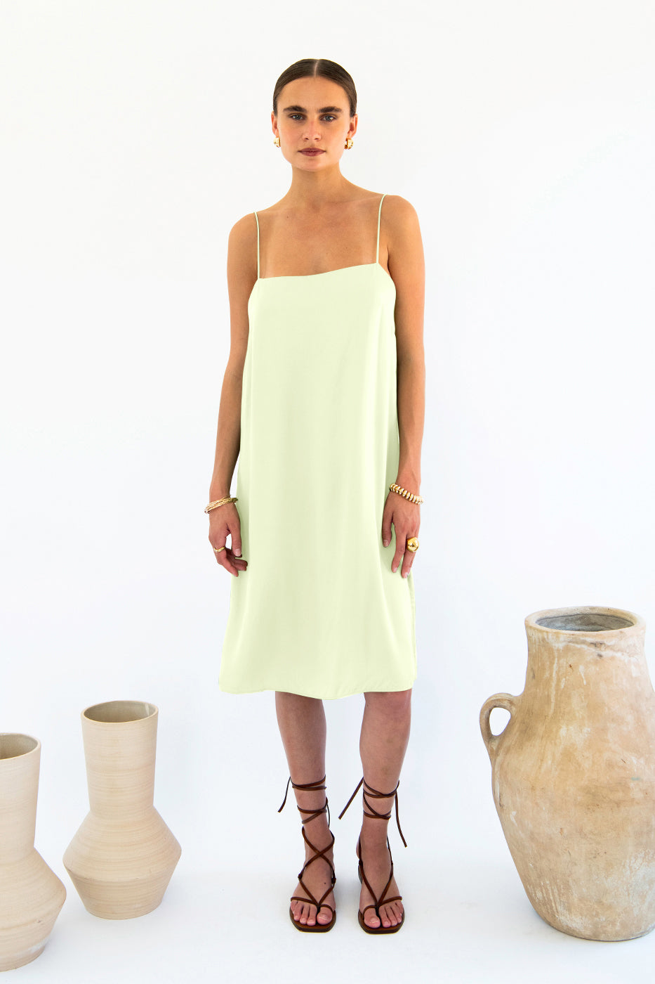 Julianne Boxy Slip Dress - Satin Tencel