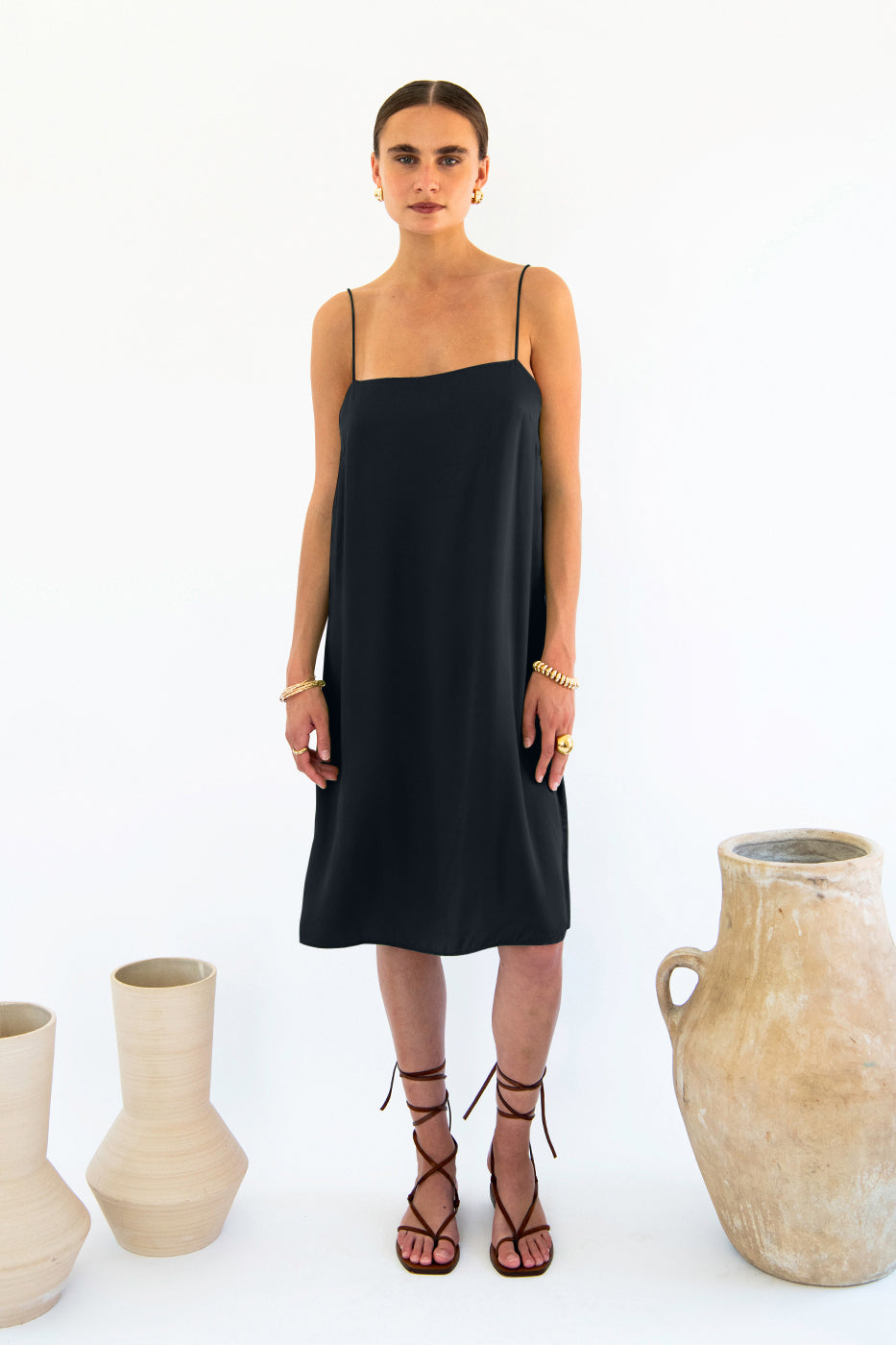 Julianne Boxy Slip Dress - Satin Tencel