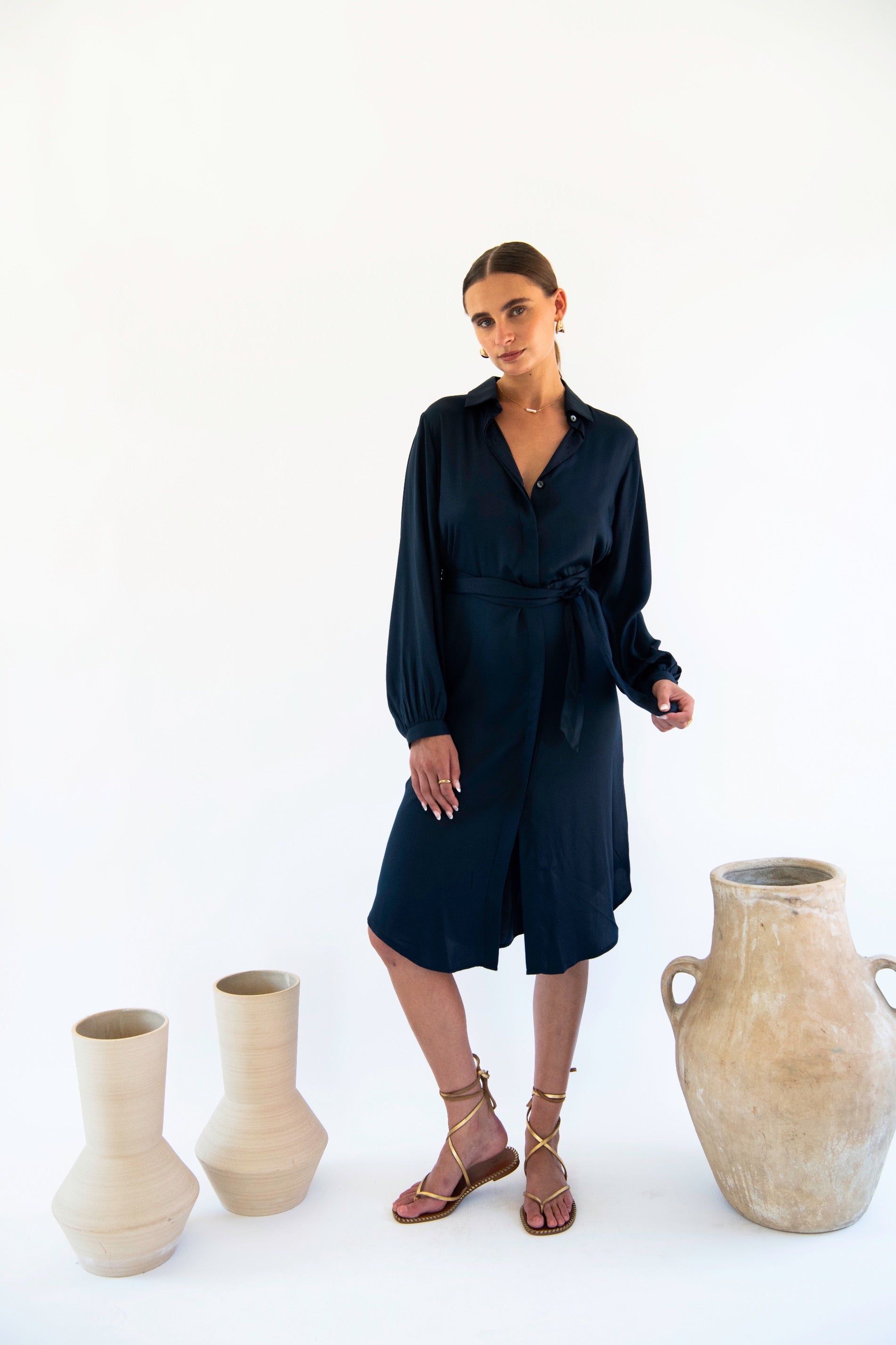 Stella Shirt Dress - Satin Tencel